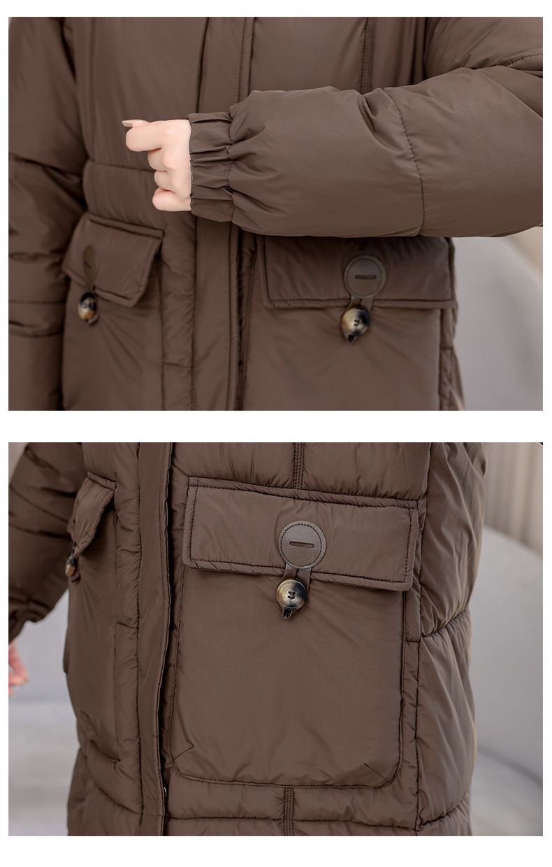 Grenzüberschreitender Kragen, neuer Winter 2024, dicke Daunenjacke für Damen, mittellang bis lang, koreanische Version, lockerer Baumwolljackenmantel_voghion.com