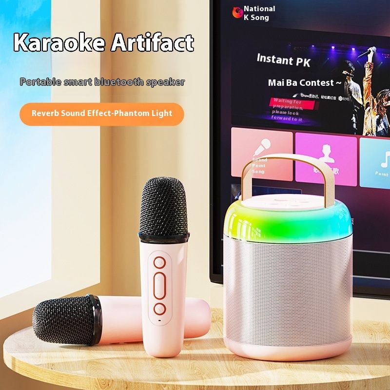 Y2 Home K-Song Telefone Bluetooth Pequeno Áudio Canto Karaokê Alto Volume Microfone Sem Fio Alto-falante_voghion.com
