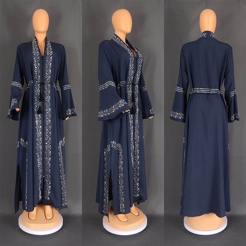 Robe musulmane burqa femme trompette robe à manches longues_voghion.com