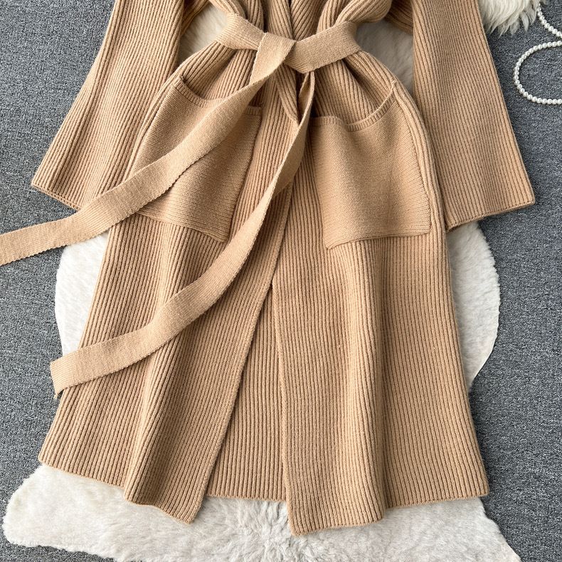Premium Longline Knit Cardigan – Oversized Open Front Coatigan (Beige/Khaki/Navy/Gray/Brown/Black) – One Size Fits Most_voghion.com