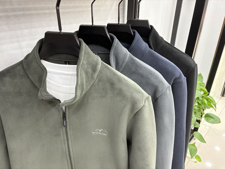 Giacca in pile con cerniera e collo alto da uomo - Pullover caldo con morbida fodera in sherpa, leggero e comodo per l'abbigliamento casual da lavoro e quotidiano_voghion.com