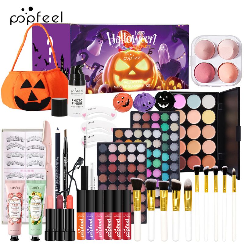 Coffrets de maquillage POPFEEL Coffret de maquillage Halloween Brillant à lèvres Fard à paupières Contouring Ensemble tout-en-un Maquillage de scène_voghion.com