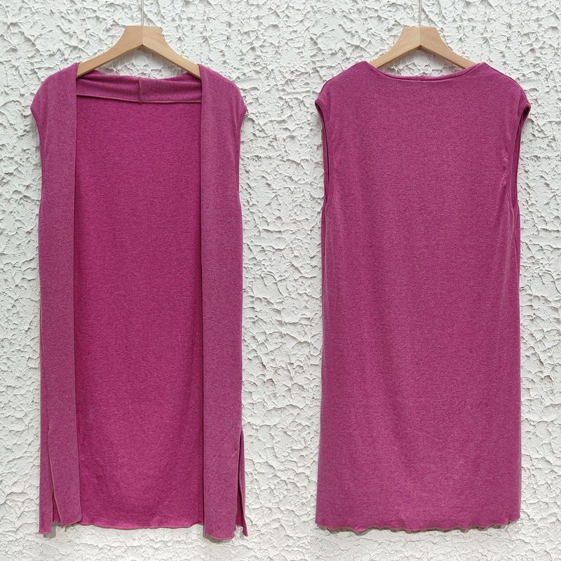 Einfarbige, modische, lässige, lange Weste für Damen_voghion.com
