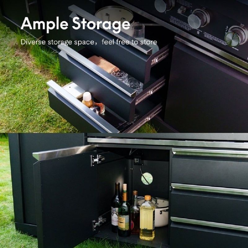 Storage Cabinet With Pull-out Trash Can._voghion.com