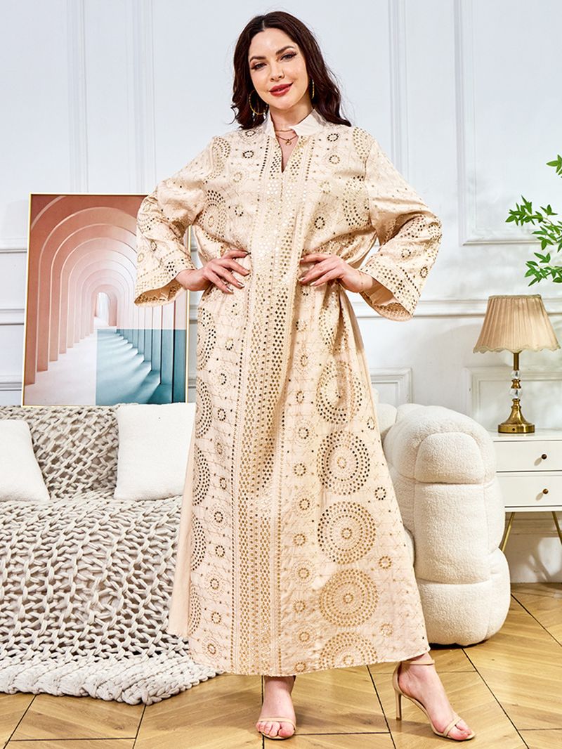 Dammekleeder Muslimescht Kleed Damme Laangrock Neit Perlen-Owendkleed Abaya_voghion.com