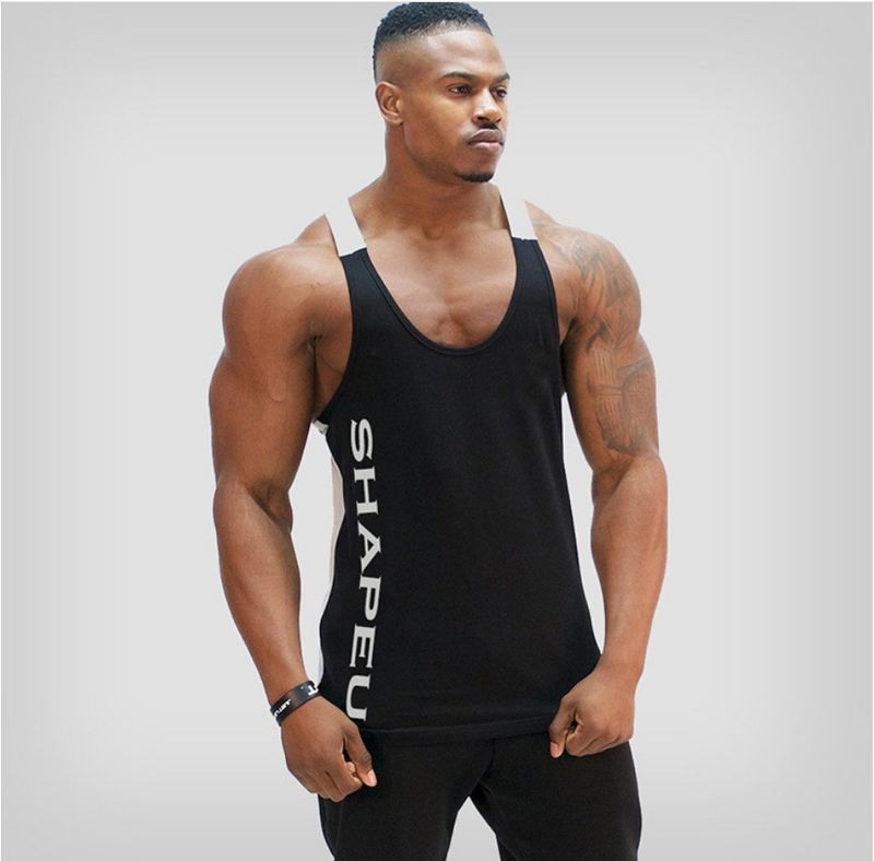Fitness Lente Zomer Nieuw Heren U-hals Color-Block Sportvest Ademend Hardloop Trainingstop_voghion.com