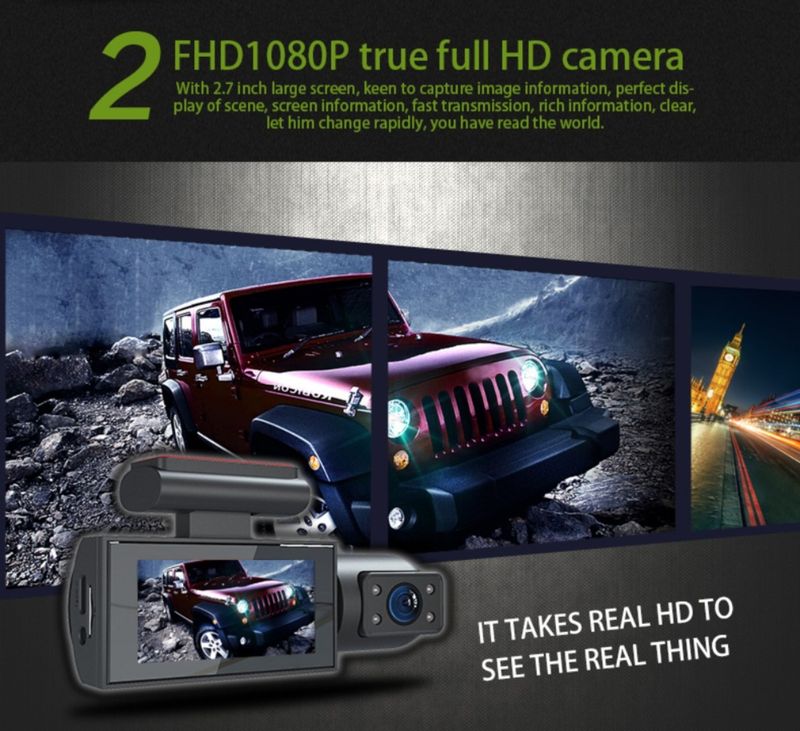 Registratore di guida con doppia telecamera a infrarossi per visione notturna 4K HD 130°_voghion.com