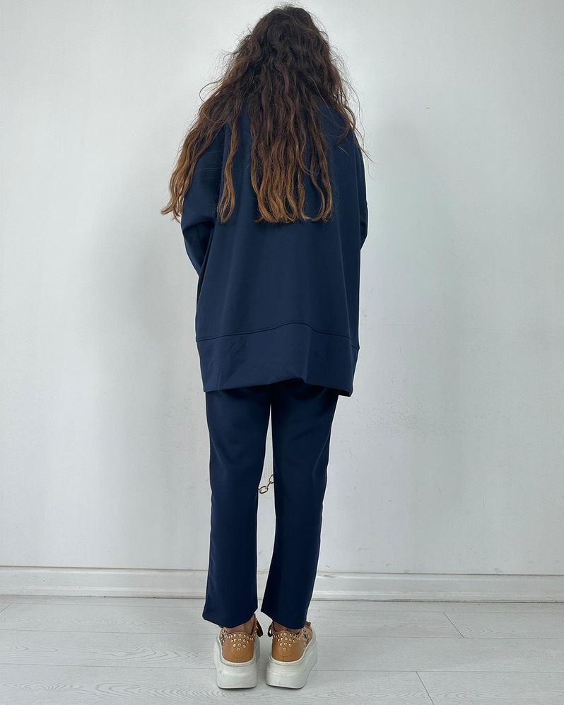 Dameskleding Herfst Winter Casual Loungeset Lange Mouwen Hoge Split Broek Tweedelige Outfit - Effen Kleur Comfortabel Joggingpak Voor Werk & Vrije Tijd_voghion.com