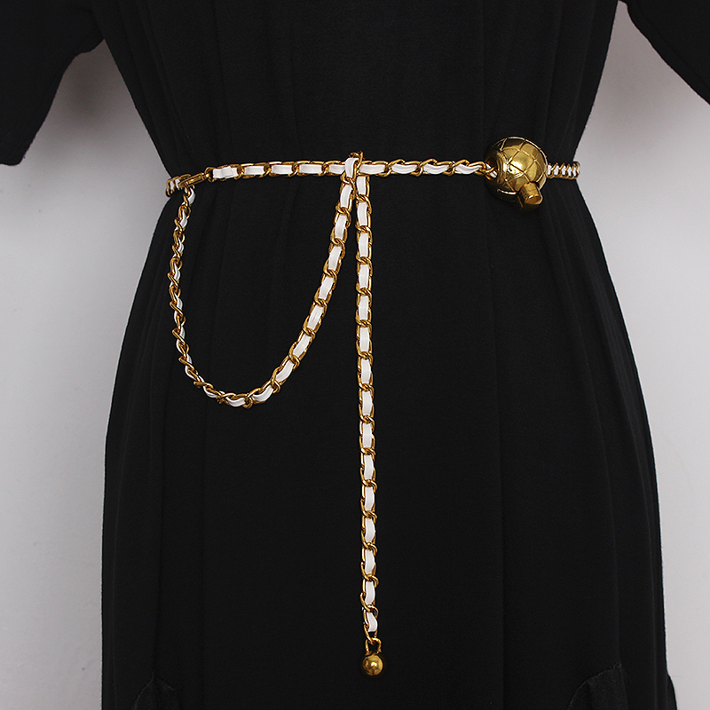 Xiaoxiangfeng chain waist chain new trendy women's belt versatile retro small gold ball adjustable dress with small chain_voghion.com