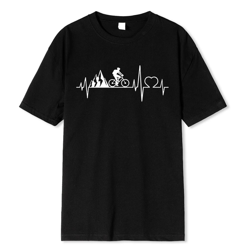 VTT battement de coeur vélo hommes T-shirts décontracté imprimé 2024 été manches courtes noir t-shirt T-shirts grande taille Camiseta_voghion.com