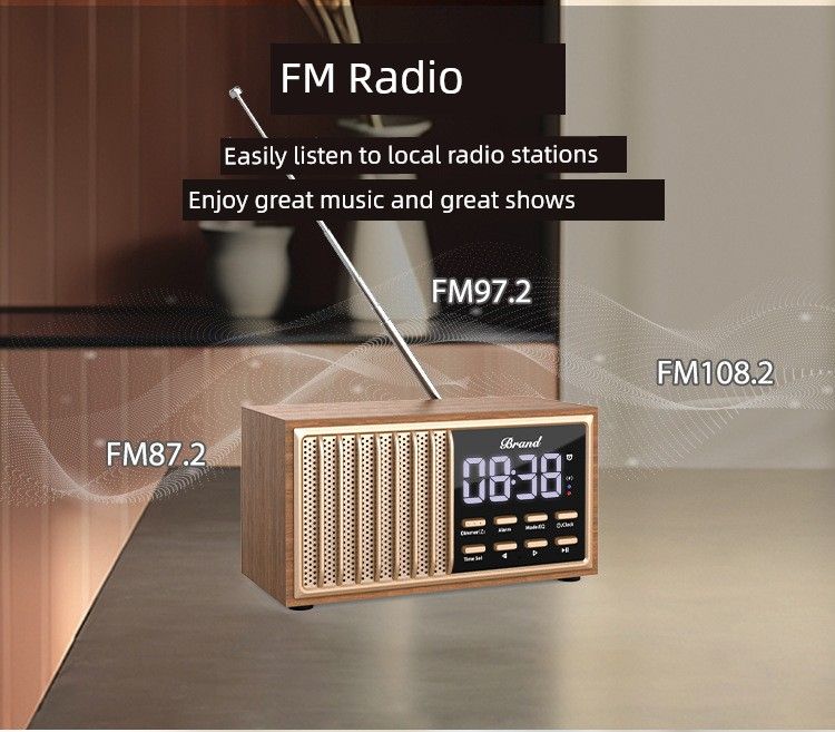 Retro trehøyttalere bass for hjemmet høyvolumantenne FM-radio multifunksjonell Bluetooth-høyttaler_voghion.com