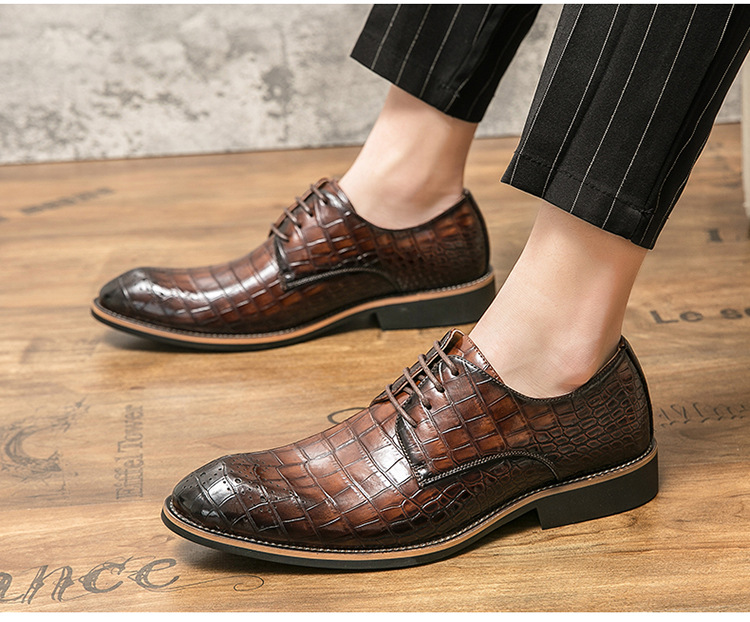 Chaussures basses en cuir pointues de grande taille pour hommes, chaussures basses à lacets, nouvelle mode, style britannique brossé, printemps et automne_voghion.com