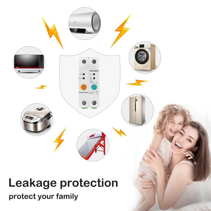 ONOFF Ewek WIFI Energiezähler Kwh Miessung Iwwerwaachung Leckschutz Fernbedienung Timerrelais fir Smart Home_voghion.com