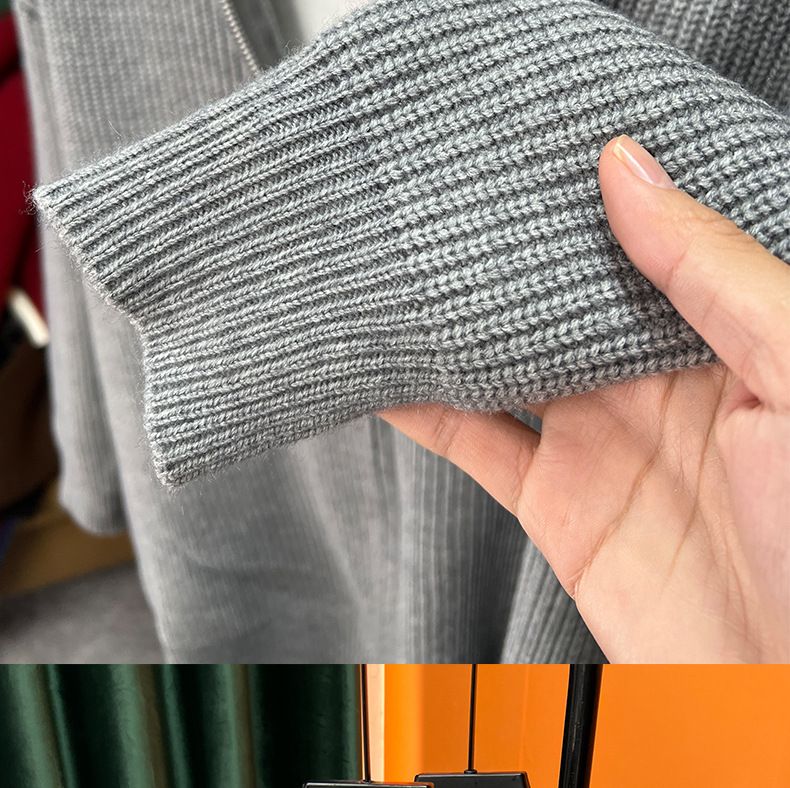 Men's Clothing Popular Cardigan Sweater Men 2024 Heavy Craft Korean Version Stand Collar Solid Color Large Size Knitted Sweater Men's Coat Trend_voghion.com