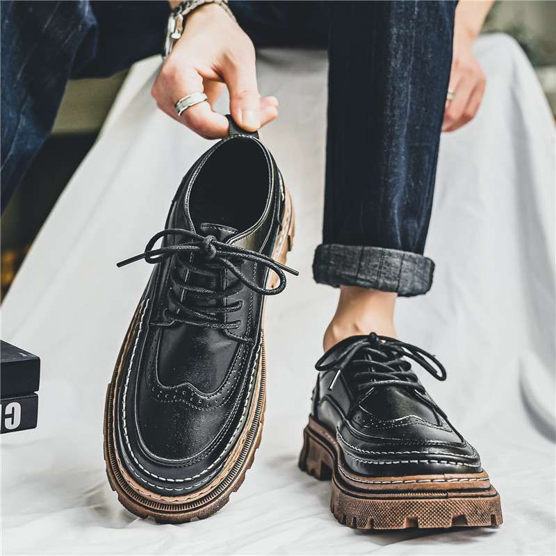 Euro Step Men's Formal Casual Height Increasing British Brogue Floral Leather For Groomsmen And Bridegrooms Wedding Shoes_voghion.com