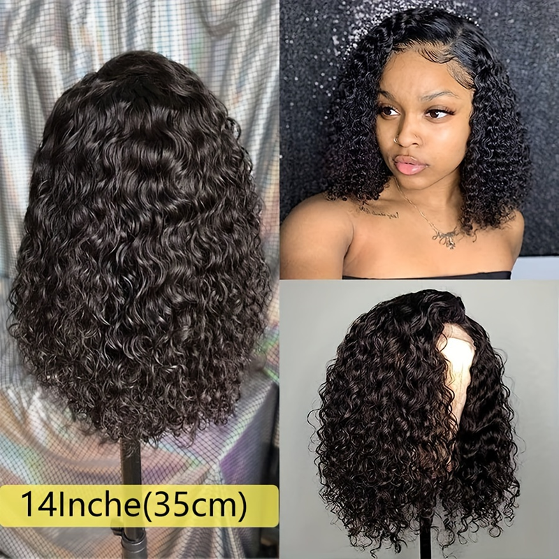 Peluca de cabello humano cambiable negra rizada profunda corta BOB corta para mujer de cabello humano de encaje 4*4 8-16 pulgadas_voghion.com