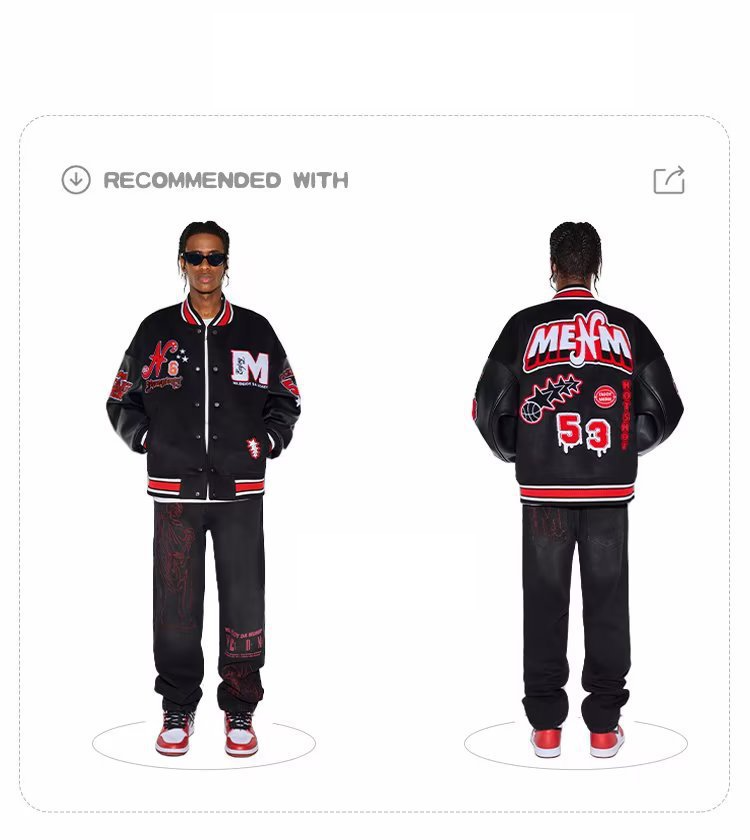 Herrenbekleidung: Vintage-Baseballuniformen für Männer und Frauen, kombiniert mit einem High-Street-Design und einer Nischen-Instagram-Modejacke_voghion.com