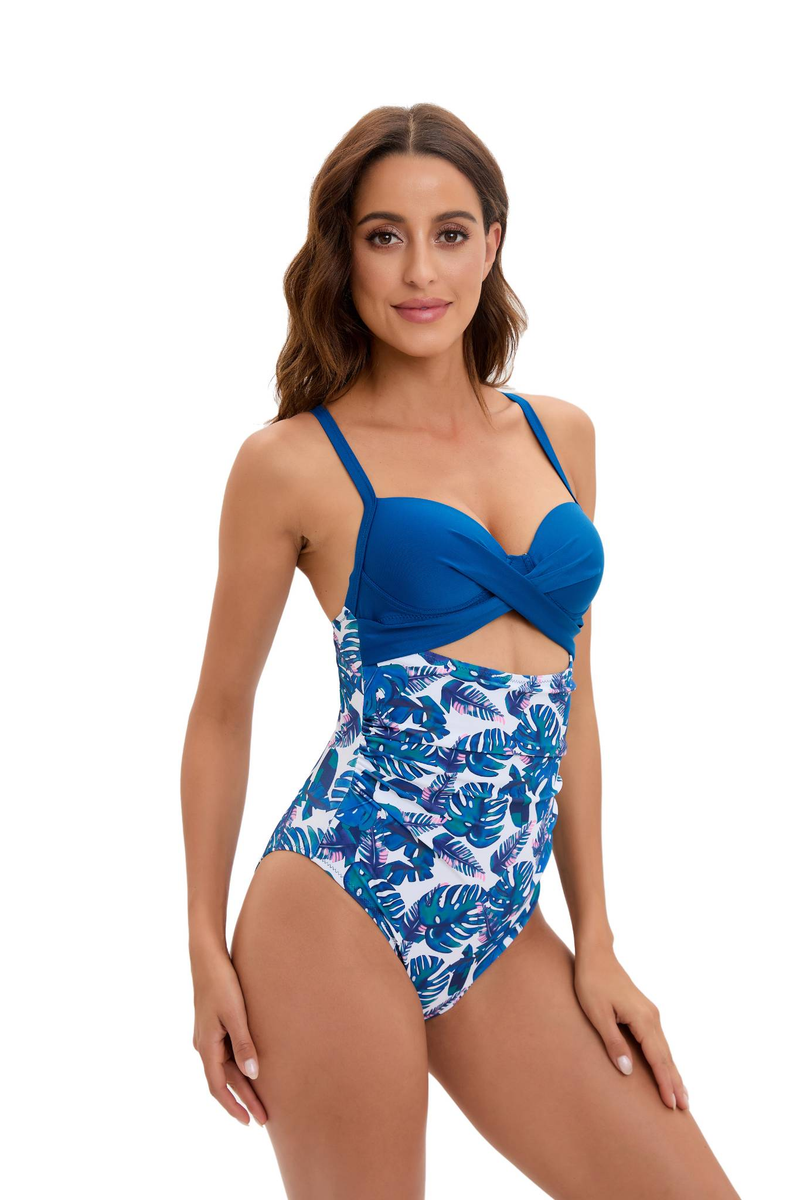 Maillot de bain une pièce à la mode pour femmes, maillot de bain décontracté une pièce imprimé léopard de couleur unie, taille haute_voghion.com