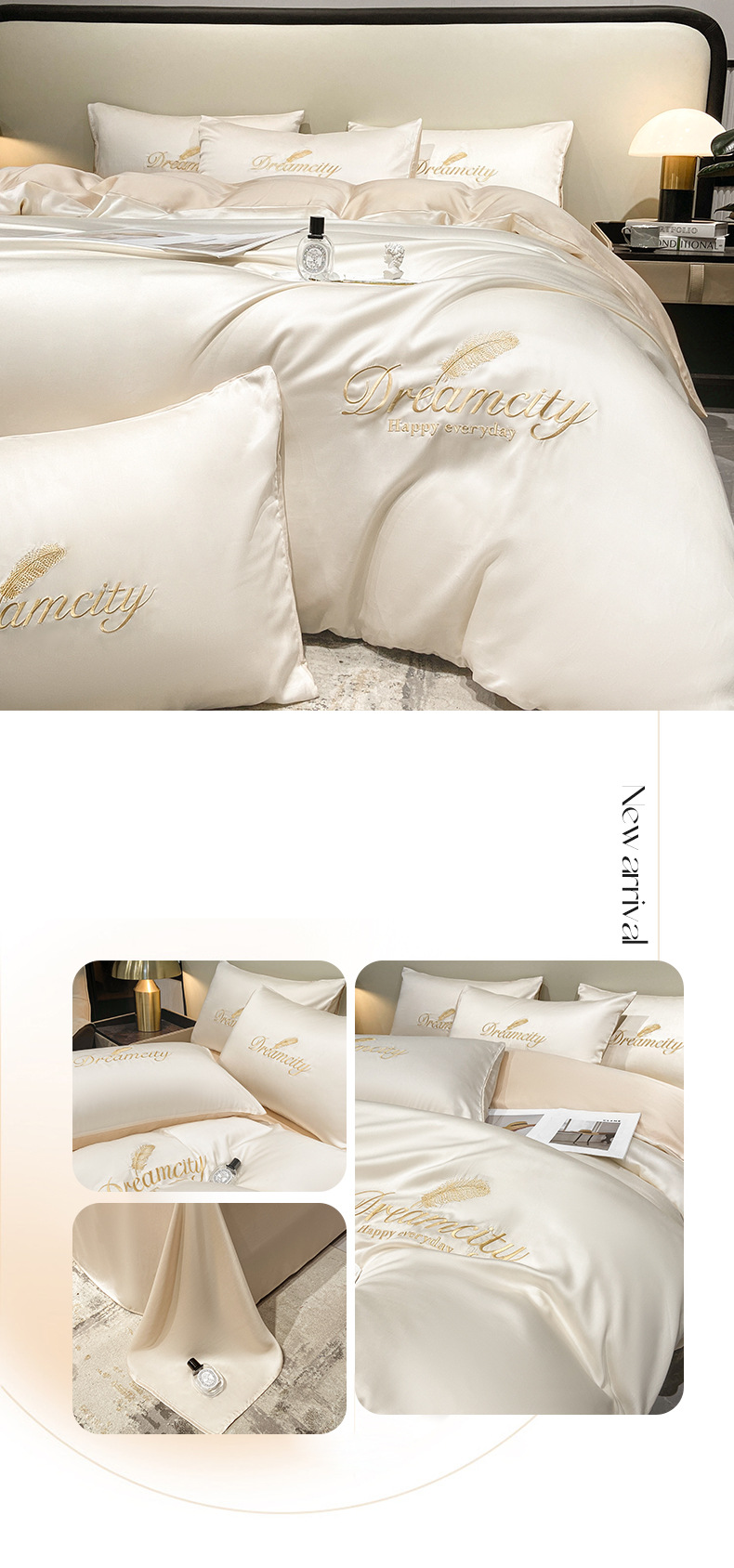 Ice silk high grade four piece set light luxury silky bed nude sleeping quilt cover spring and summer three piece set bed sheet bed sheet_voghion.com