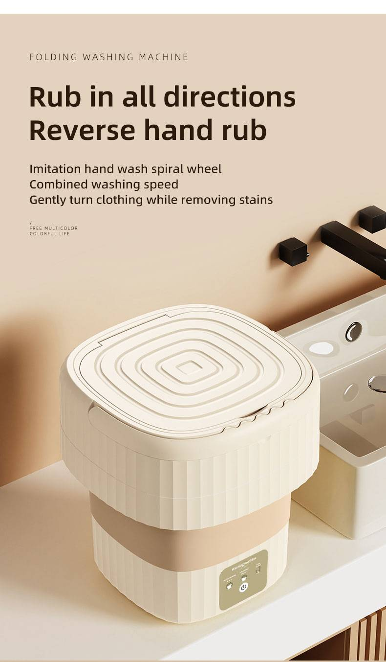 Folding Washing Machine 9L Large Capacity Household Portable Underwear & Panties Dehydrator Eluting All-in-One Mini Washing Machine_voghion.com
