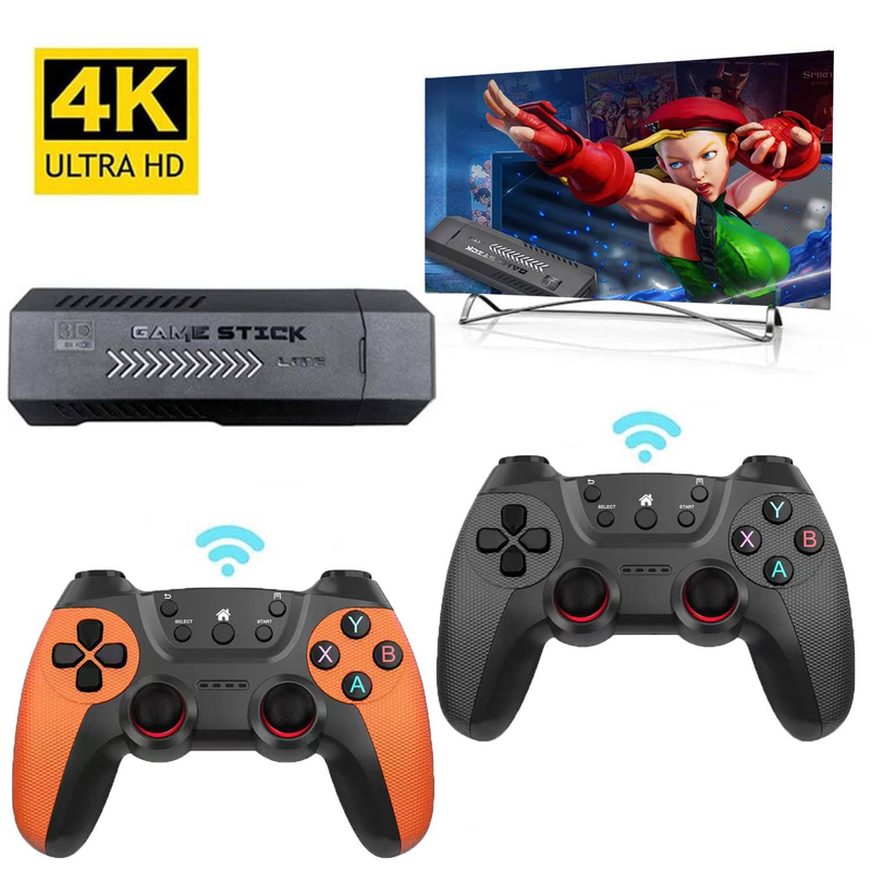 Retro Game Stick-gameconsole, X12 Pro 4K HDMI-uitgang en draadloze controller Videogameconsole met 35000+ games / 42000+ games, (64G/128G)_voghion.com