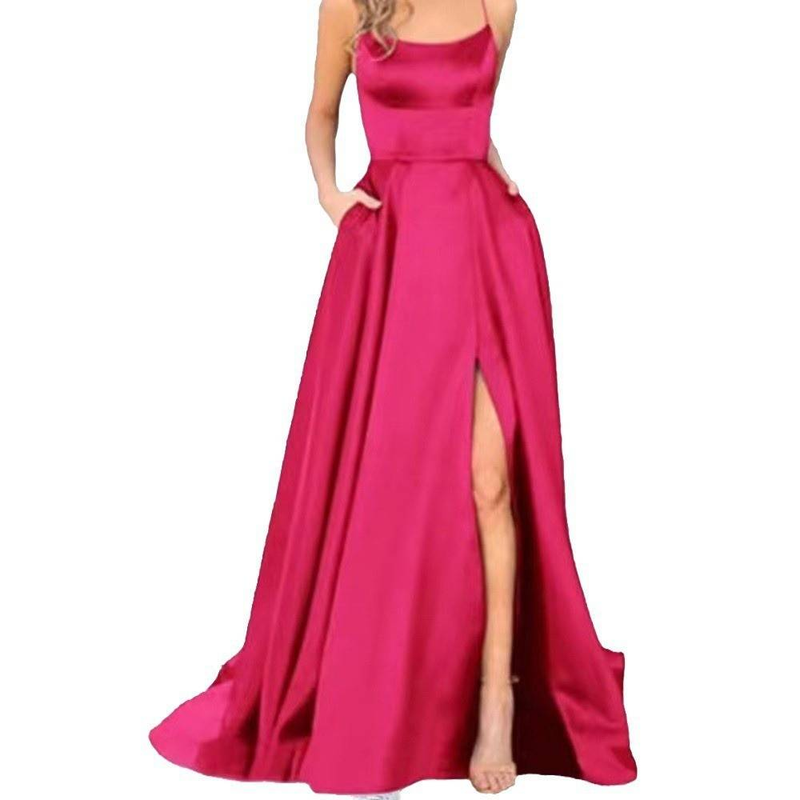 Elegantes, modisches Trägerkleid, ärmellos, hohe Taille, Korsett, Schlitz, Cocktailkleid, Abendkleid, Maxikleid, Meerjungfrau, Hochzeitsfeier, langes Kleid_voghion.com