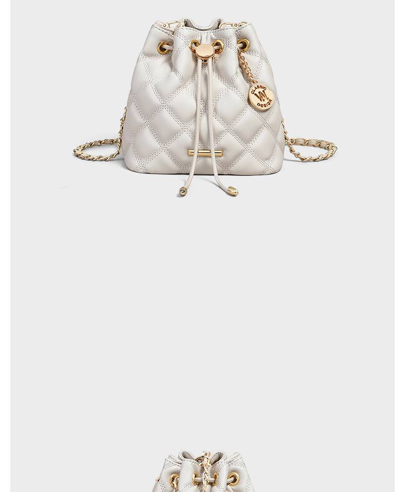 VINEY Bucket Bag Damen 2025 Neue Sommer Echtleder Damentasche Rhombus Chain Bag Kleine Tragetasche Messenger Bag_voghion.com