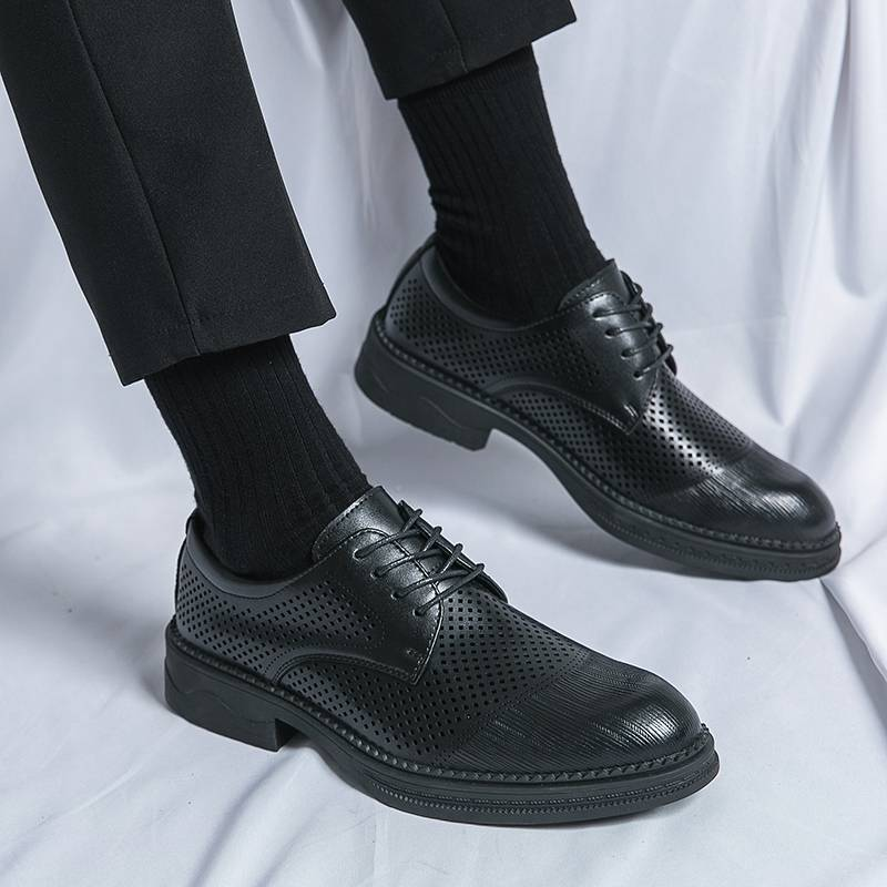 Leather Shoes Men Formal Fashionable Men'S Banquet Business Pointed Toe Low Top Leather Casual Soft Men'S Winter Cotton Shoes_voghion.com