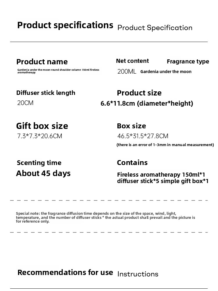 Moonlight Gardenia Reed Diffuser, 150ml Premium Scented Oil With Natural Rattan Sticks, Elegant Home & Car Air Freshener_voghion.com