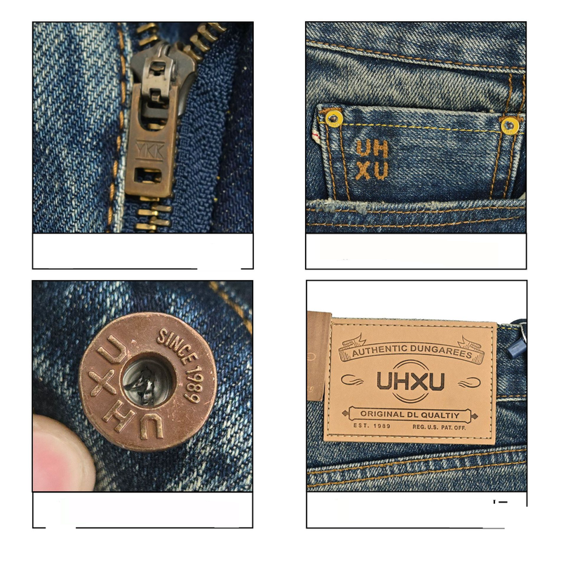Slim Straight Vintage Denim Jeans für Herren – Klassisches Design mit roten Ohrsteckern, Retro-Blauwaschung und bequemer Passform_voghion.com