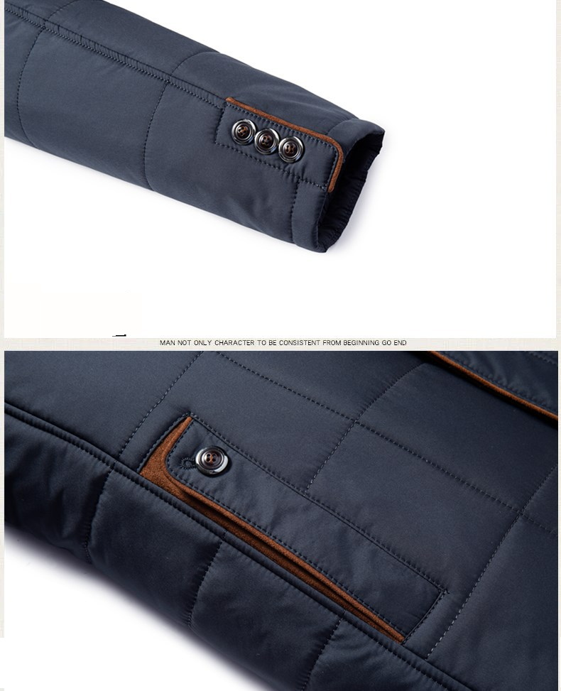 Men's Clothing Warm Winter Jacket With Stand Collar Thickened Polyester Filling Multi-Pocket Design Slim Fit Casual Coat Middle-Aged /Green/Burgundy_voghion.com