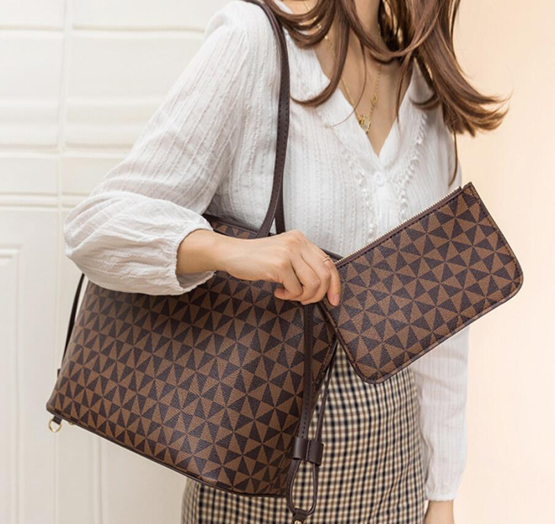 High Quality Women 2pcs/set Composite Totr Handbag Fashion Shoulder Bags Shopping Bag With Clutch Wallet_voghion.com