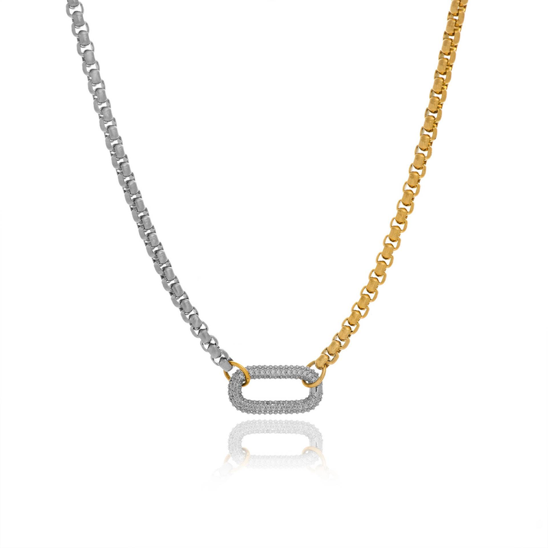 Women's Jewelry 18K Gold Plated Stainless Steel U-Shaped Pendant Necklace With Box Chain, Elegant Corn Link Design For Casual And Formal Wear_voghion.com