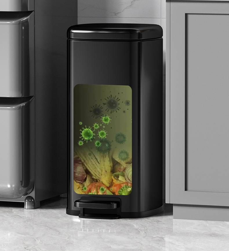 Pattumiera in acciaio inox con ampia apertura - Pattumiera moderna per cucina e soggiorno, pedale silenzioso, design antiodore_voghion.com