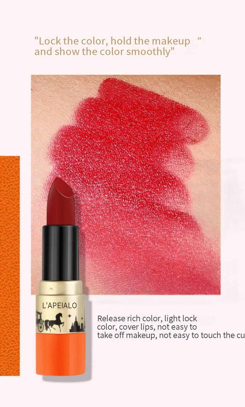 Velvet Matte Lipstick Set - 8 Long-Lasting Non-Stick Lipstick Shades, Luxe Gift Box With Pouch, High-End Orange Collection_voghion.com