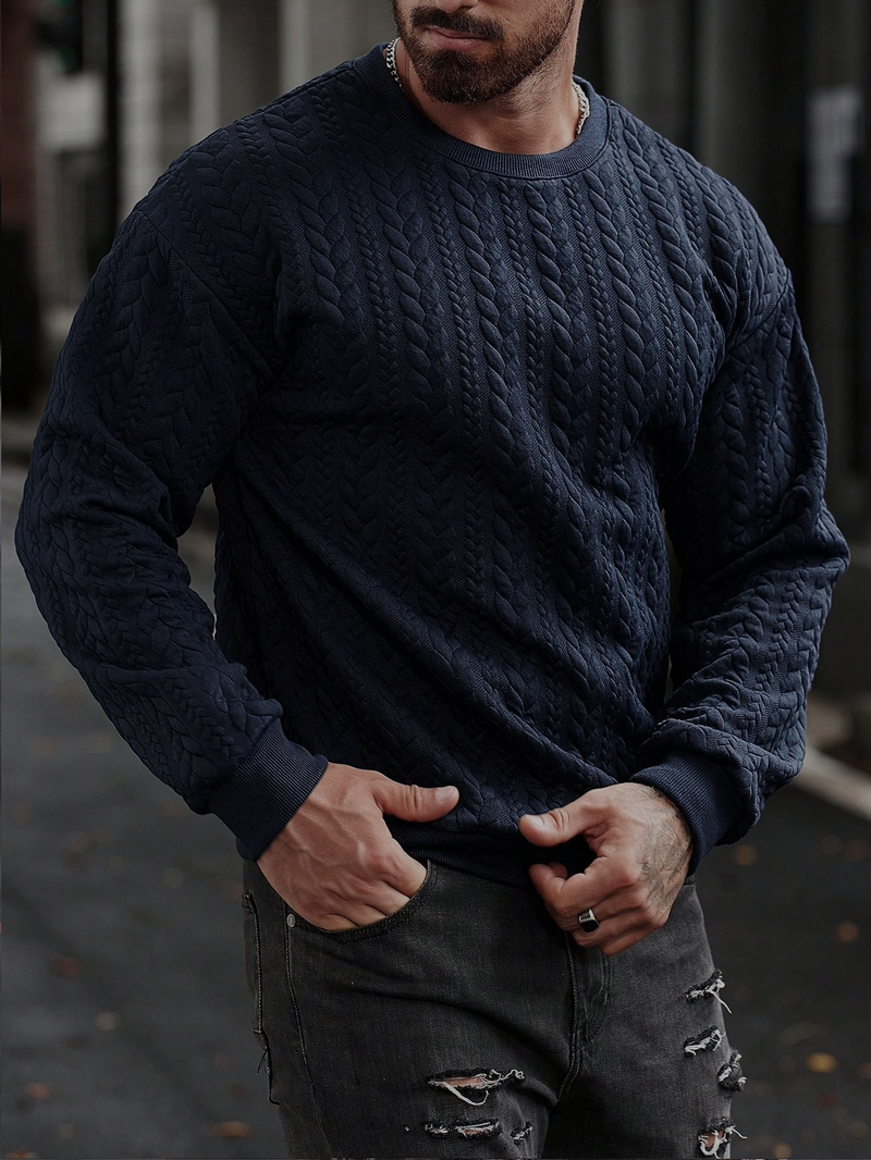 Nuovo maglione in maglia tinta unita da uomo - Essenziale per autunno/inverno con misto lana di prima qualità_voghion.com