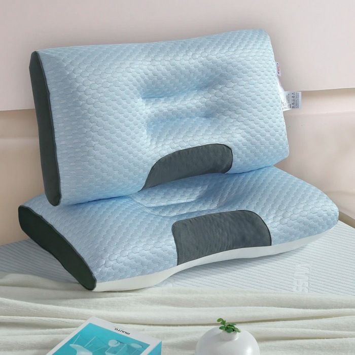 Coussin de soutien cervical réglable avec effet massant et rafraîchissant - Coussin lavable en coton tricoté pour adultes, maison, hôtel, voyage_voghion.com
