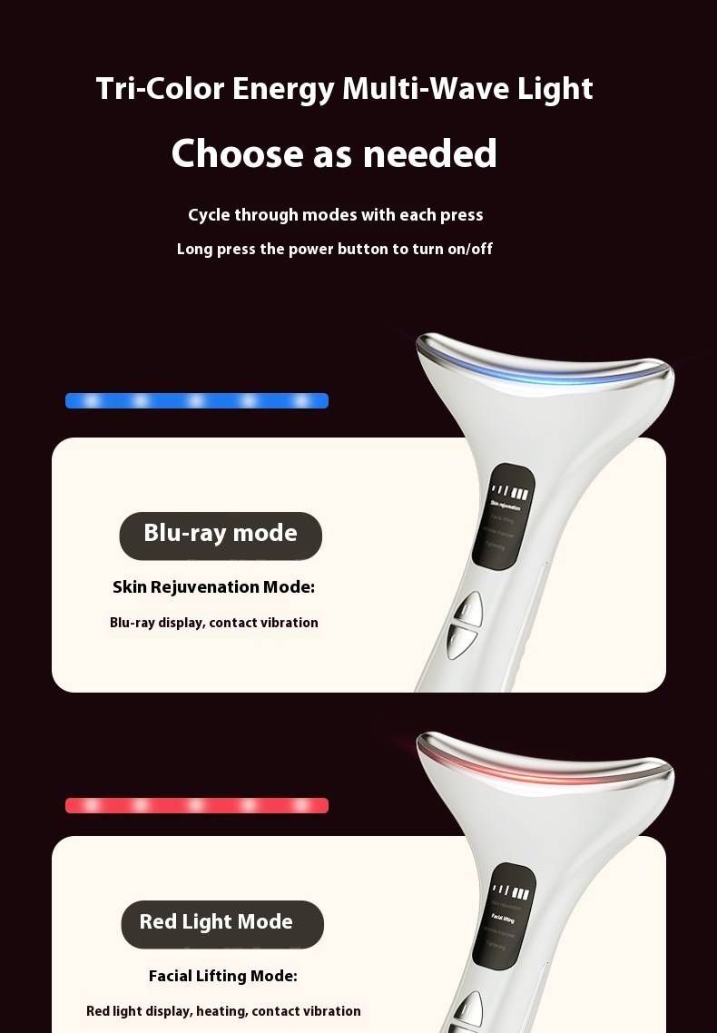 Mikrostrom-Nackenmassagegerät mit Heizung und LED-Therapie – Anti-Aging-Hautstraffungsgerät für Gesicht und Hals, vibrierende Lifting-Pflege für alle Hauttypen_voghion.com