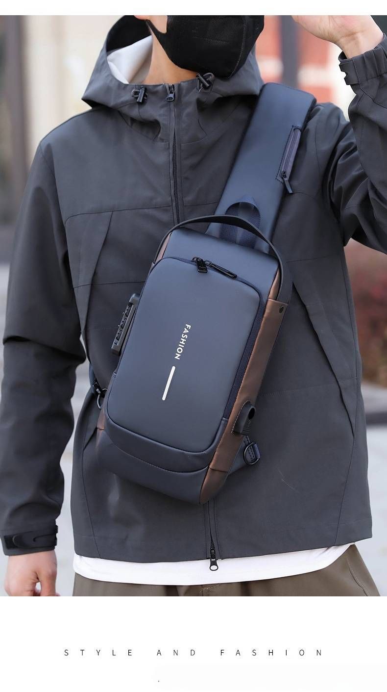 Multi-Function Anti-Theft Chest Bag - Minimalist Crossbody Sling Pack With Password Lock, Lightweight Nylon Unisex Shoulder Bag_voghion.com