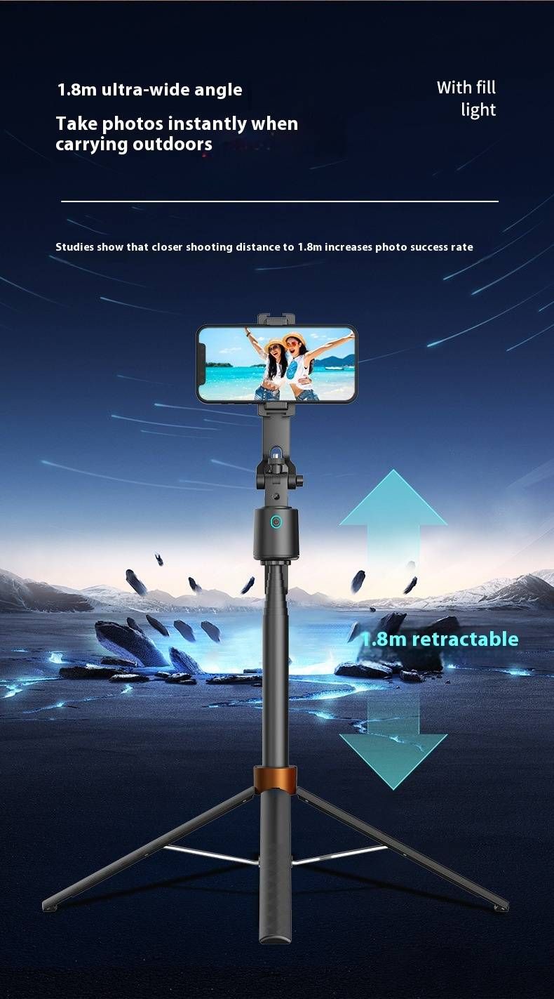 Gimbal-Selfie-Stick mit Gesichtsverfolgung und 4-Achsen-Stabilisierung, 1,8 m ausziehbarem Stativ und abnehmbarem Fülllicht, Bluetooth-Fernbedienung für Vlogging_voghion.com