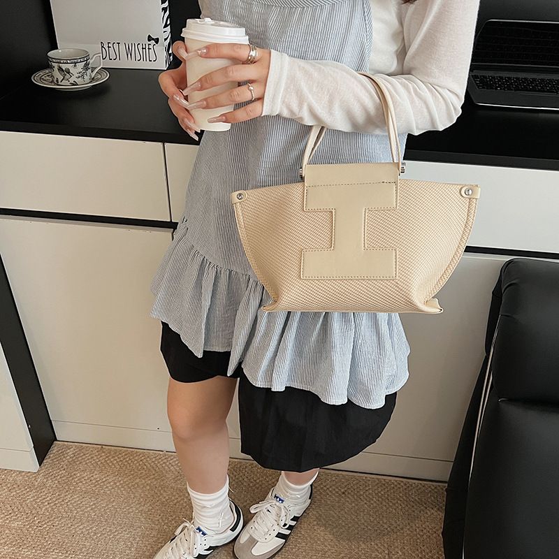 Borsa a tracolla minimalista a forma di I da donna con tracolla staccabile - Borsa a mano di grande capacità per lavoro e uso quotidiano Borsa a tracolla con texture di alta qualità_voghion.com