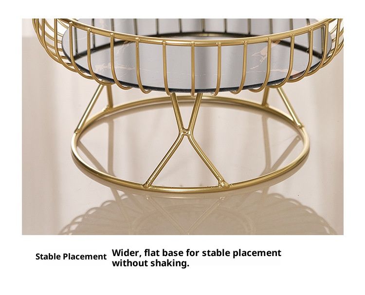 Elegant Metal Fruit Bowl – High-Foot Round Serving Tray For Fruits, Snacks & Home Decor (Gold/Black, Small & Large Sizes)_voghion.com