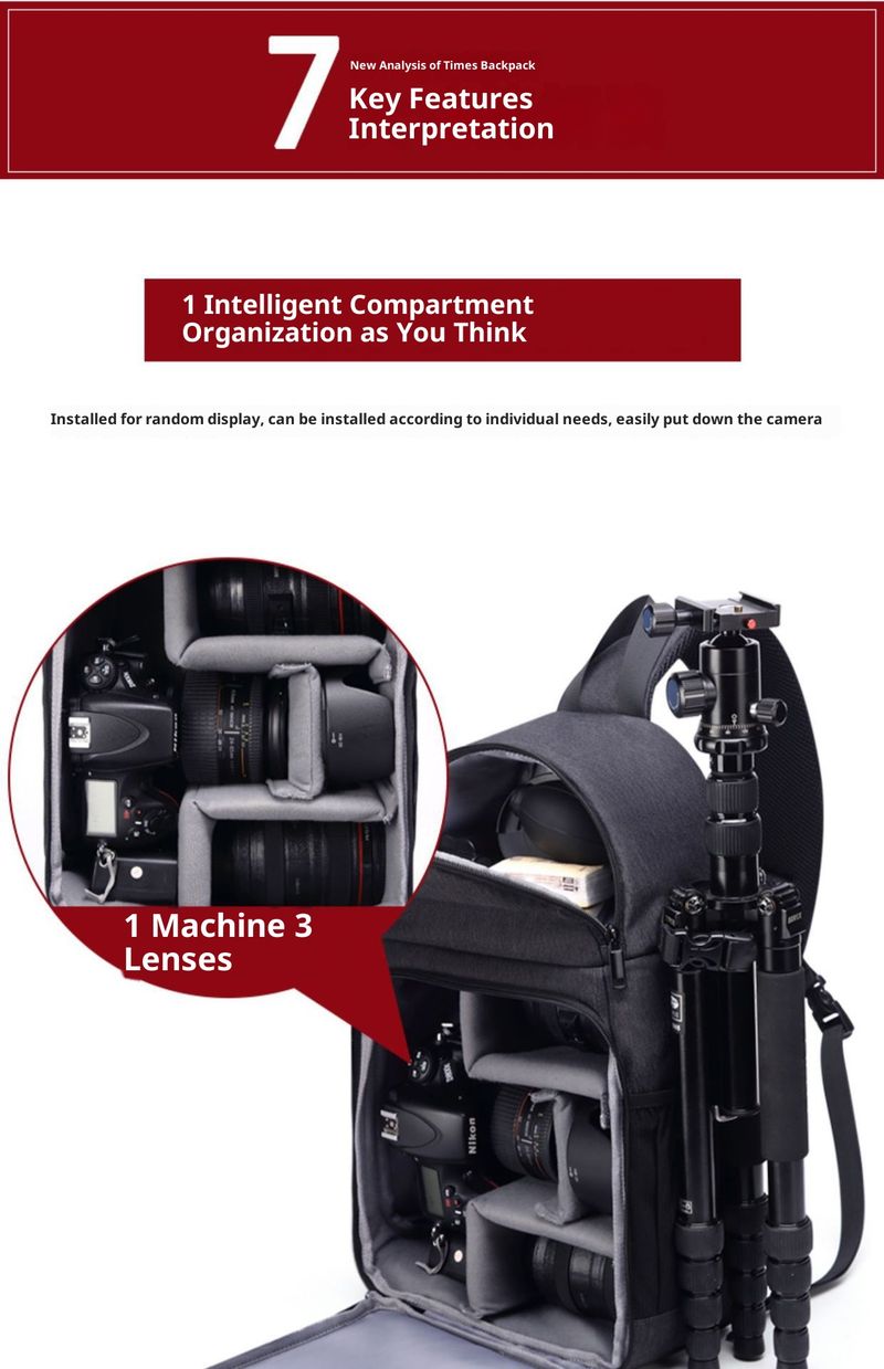 Robuste, wasserdichte Kameratasche für DSLR-Kameras mit verstellbarem Gurt und seitlicher Stativhalterung – leichtes und atmungsaktives Design für Fotografen_voghion.com