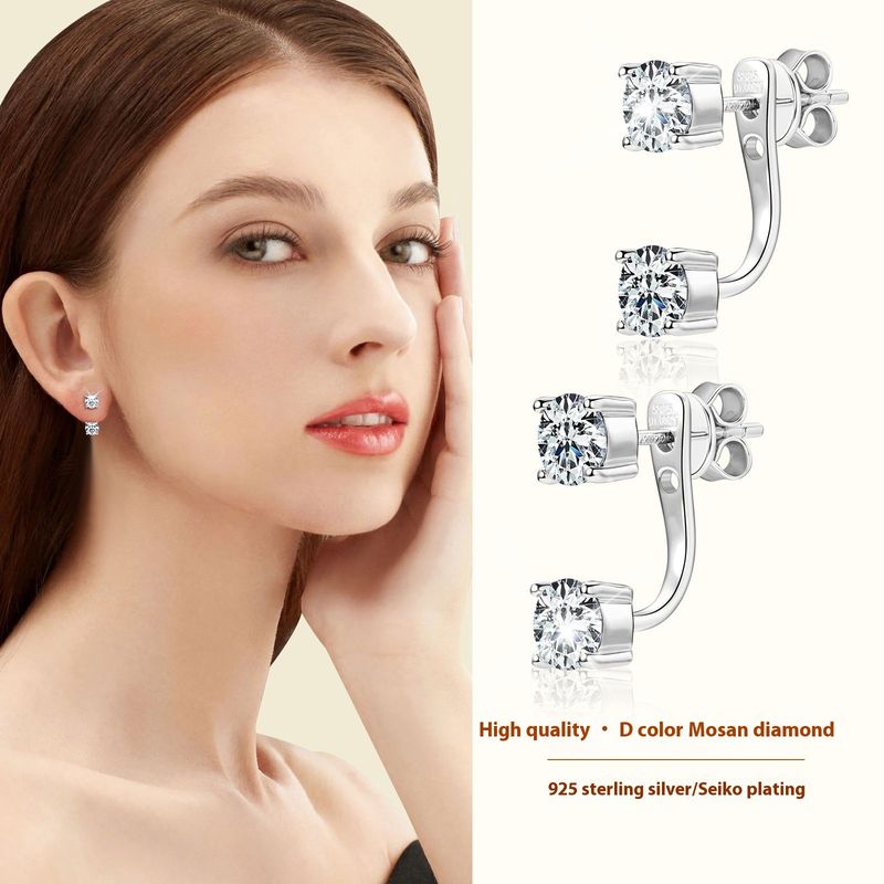 Modischer personalisierter Mosonit mit Sterling Silber, kleine und hochwertige Luxus-Ohrringe_voghion.com