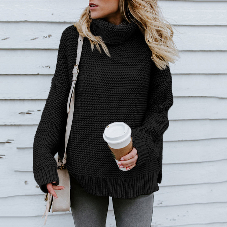 Women's Clothing Autumn and Winter New Thick e Long-sleeved Turtleneck Pullover Sweater_voghion.com