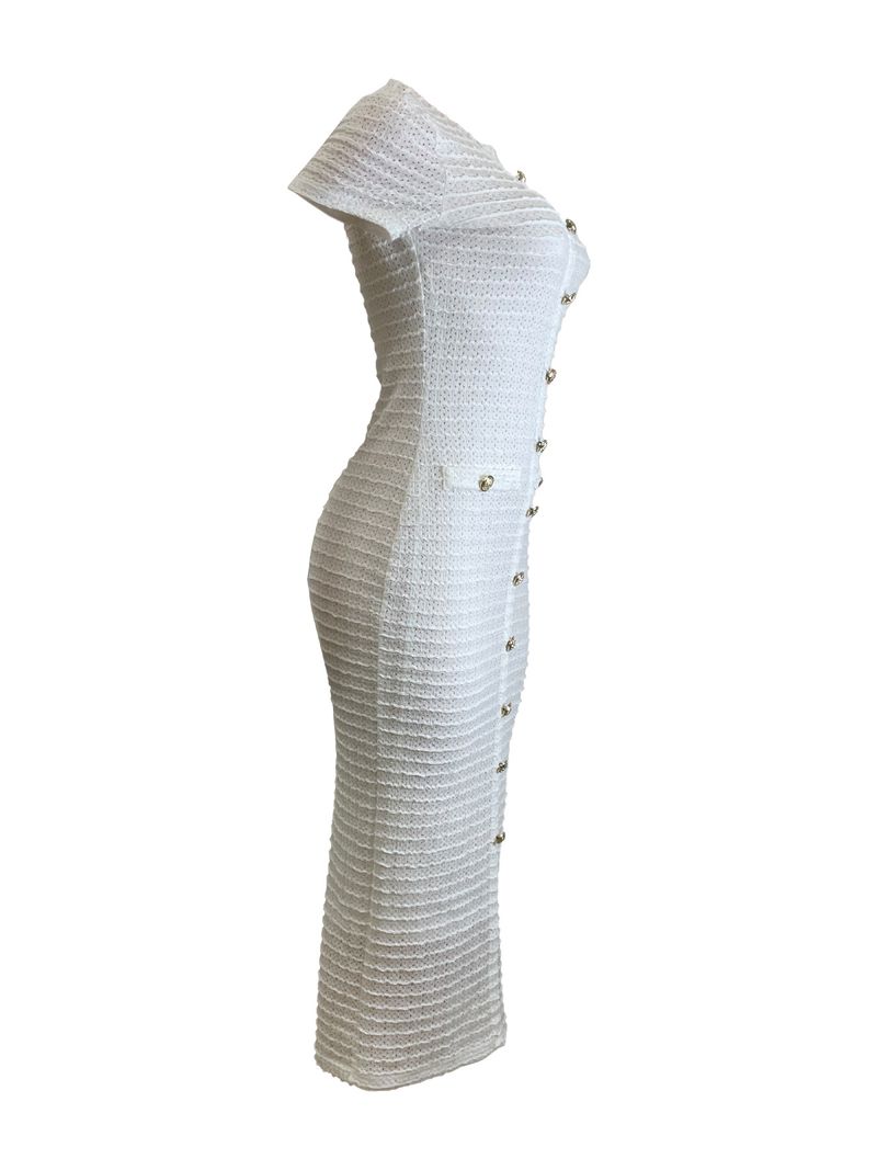 Abito a maniche corte in maglia retrò slim fit da donna_voghion.com