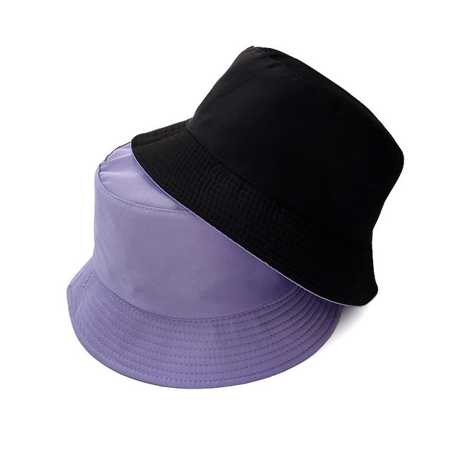 Unisex Hutt Schwaarz Einfarweg Duebelsäiteg Einfache Bob Hip Hop Eemerhut Männer Fraen Panama Beach Fëscherei Sonnekapp_voghion.com