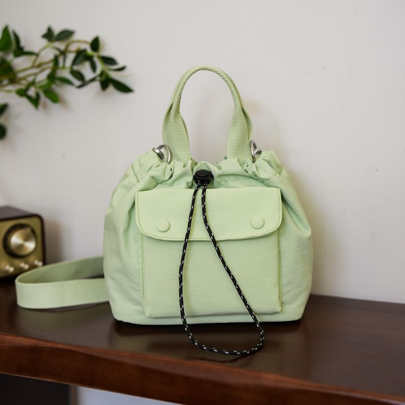 Mini Crossbody Bucket For Women, Simple Versatile Oxford Cloth Lightweight Handheld Shopping Shoulder Drawstring Small_voghion.com