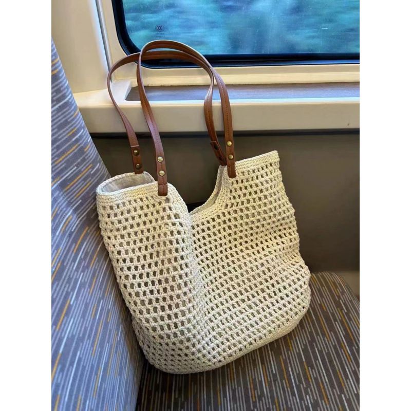 Sac fourre-tout tissé de grande capacité pour femmes, élégant, idéal pour les voyages, la plage ou les vacances, nouveauté 2025_voghion.com