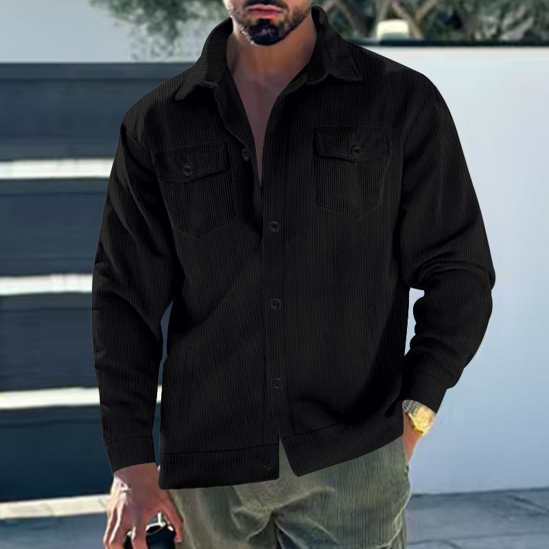 Men's Corduroy Jacket – Single-Breasted Notch Lapel, Breathable & Wrinkle-Resistant, Multi-Pocket Casual Blazer (S-XXXL, Autumn Essential)_voghion.com